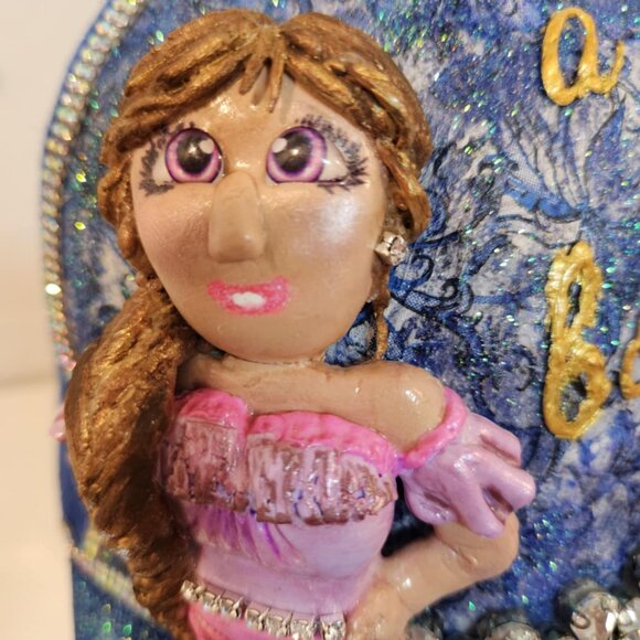 Handmade Baseball Hat - Adjustable - 100% Cotton - Blue and Pink - Sparkles! - Picture 11 of 13